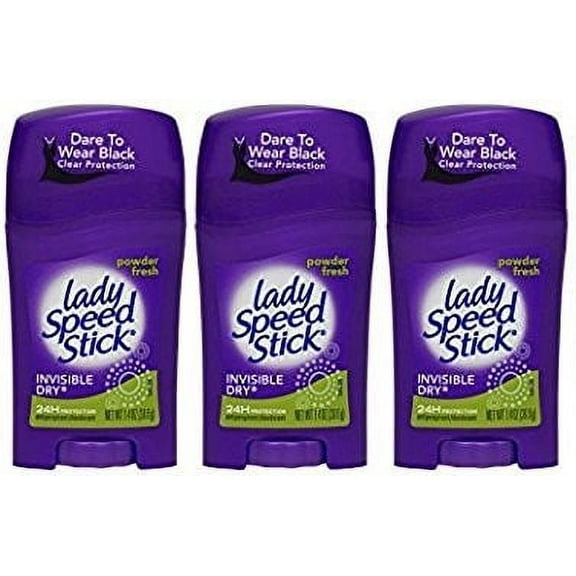 Lady Speed Stick Invisible Dry Antiperspirant & Deodorant, Powder Fresh - 1.4 oz (3 Pack)