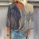 thumbnail image 1 of ICHUANYI Clearance Women's Fashion Printed T-shirt 3/4 Sleeves Blouse V-Neck Casual Tops(Purple, L) ICHUANYI WER2023081202722, 1 of 5