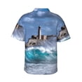 thumbnail image 4 of Xecao Lighthouse in Havana print Hawaiian shirt - a stylish short-sleeve button-down for men, perfect for casual beach and tropical outings., 4 of 9