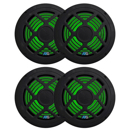 8 Inch Black RGB LED Marine Speakers (2) Pair ATG8MRGB-B