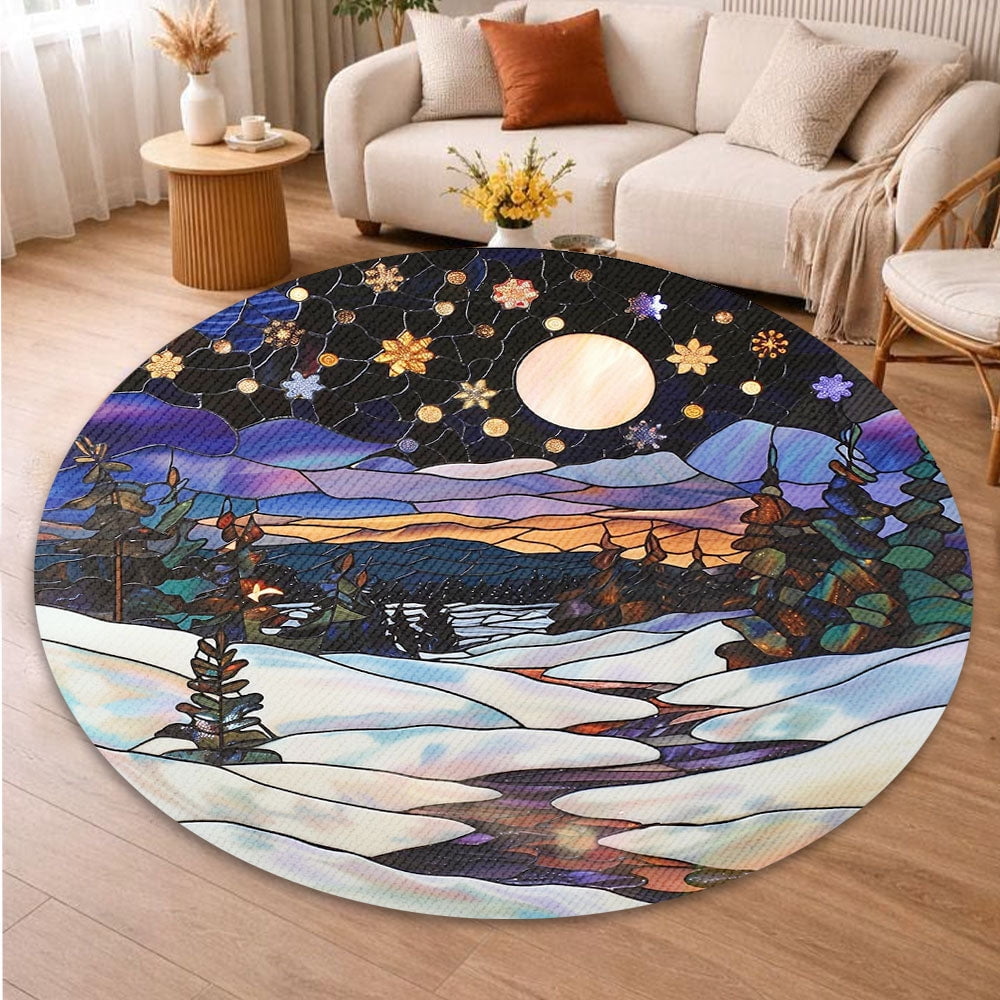 Round Area Rug, Sunset Non-Slip Floor Mat, Soft Washable Carpet for Living Room Bedroom Decor 24 Inch
