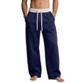 thumbnail image 2 of Smsaxvxz Mens Baggy Sweatpants Wide Leg Loose Gym Casual Lightweight Pants with Pockets Navy M, 2 of 7