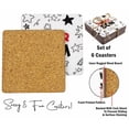thumbnail image 4 of Inkdotpot Set of 6 Drink Coasters Easy Clean 4-inch SquareCoastersCork Base-Reusable- Family Gift, 4 of 8
