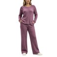 thumbnail image 5 of Atkumj 2 Piece Sweatsuits for Women Soft Crew Neck Long Sleeve Tops and Wide Leg Pants Ribbed Knit Sets Two Piece Versatile Solid Color Slim Fit Loungewear Sets Woman M, 5 of 9