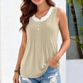 thumbnail image 2 of TAGOLD Womens Round-Neck Tank Top Ruched Button Panel V Neck 2 In 1 Sleeveless Top, 2 of 5