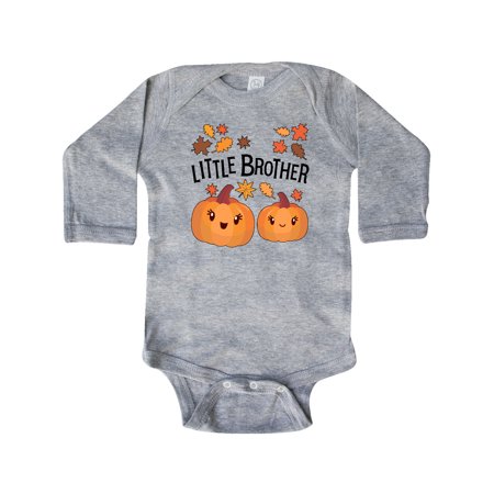 

Inktastic Little Brother Pumpkins with Fall Leaves Gift Baby Boy Long Sleeve Bodysuit