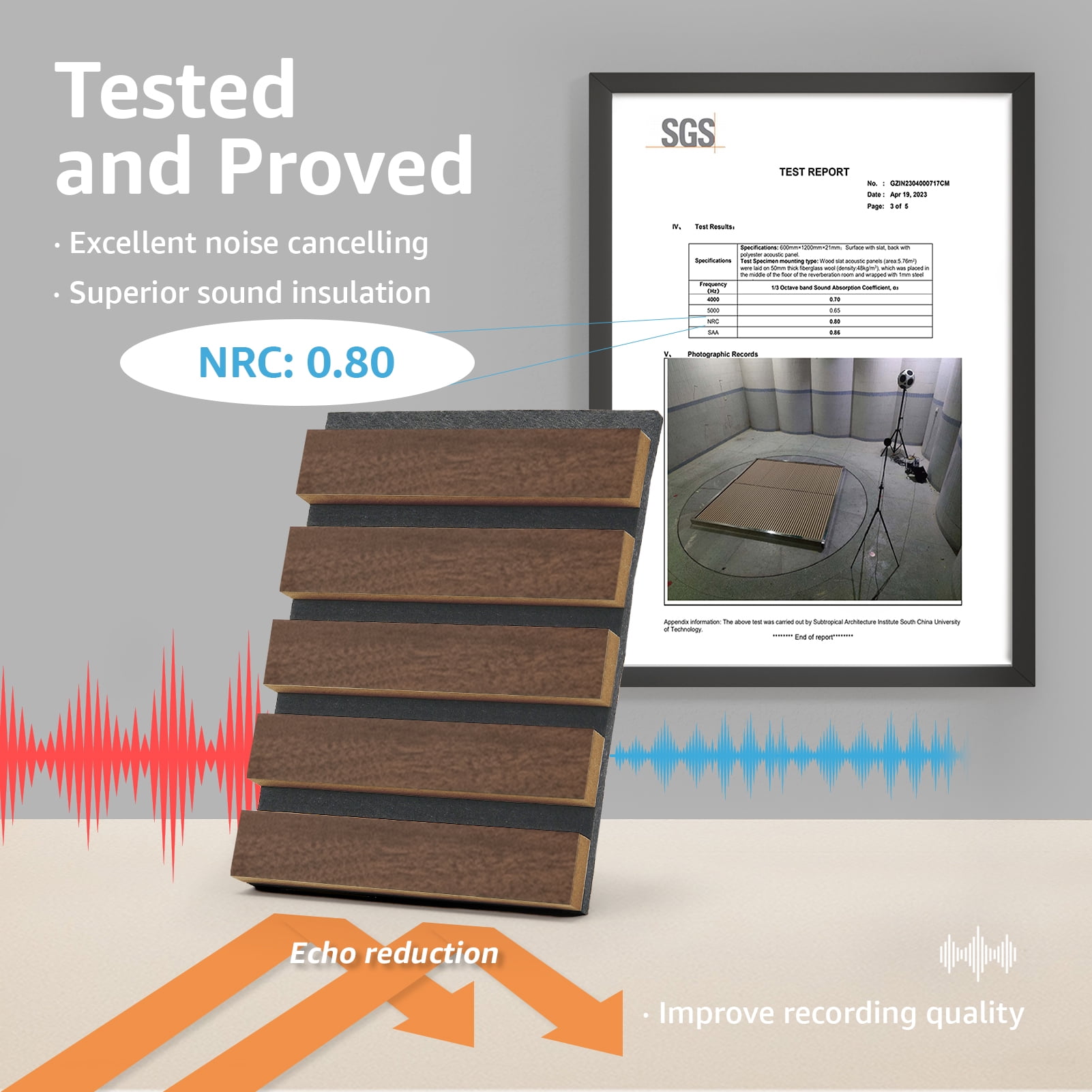 Art3d 4-Piece Wood Slat Acoustic Panels，3D Textured Panel for Ceiling and Wall-Dark Brown