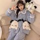 thumbnail image 1 of Pijama de lana de Coral Sanrio Kuromi Cinnamoroll Pachacco para mujer, ropa de casa de franela gruesa de manga larga, traje cálido de invierno, nuevo, 1 of 4