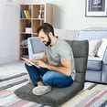 thumbnail image 3 of Costway Adjustable 14-Position Floor Chair Folding Lazy Gaming Sofa Lounge Chair Gray, 3 of 10