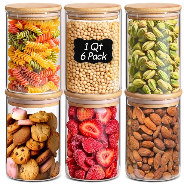 Set de 6 frascos de vidrio ComSaf para almacenamiento de alimentos, 950 ml, herméticos