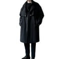thumbnail image 6 of Clearance 2024! AIEOTT Winter Trench Coat for Men Big and Tall Wool Coat Long Pea Coat Notch Collar Cardigan Button Down Trench Coat, 6 of 9