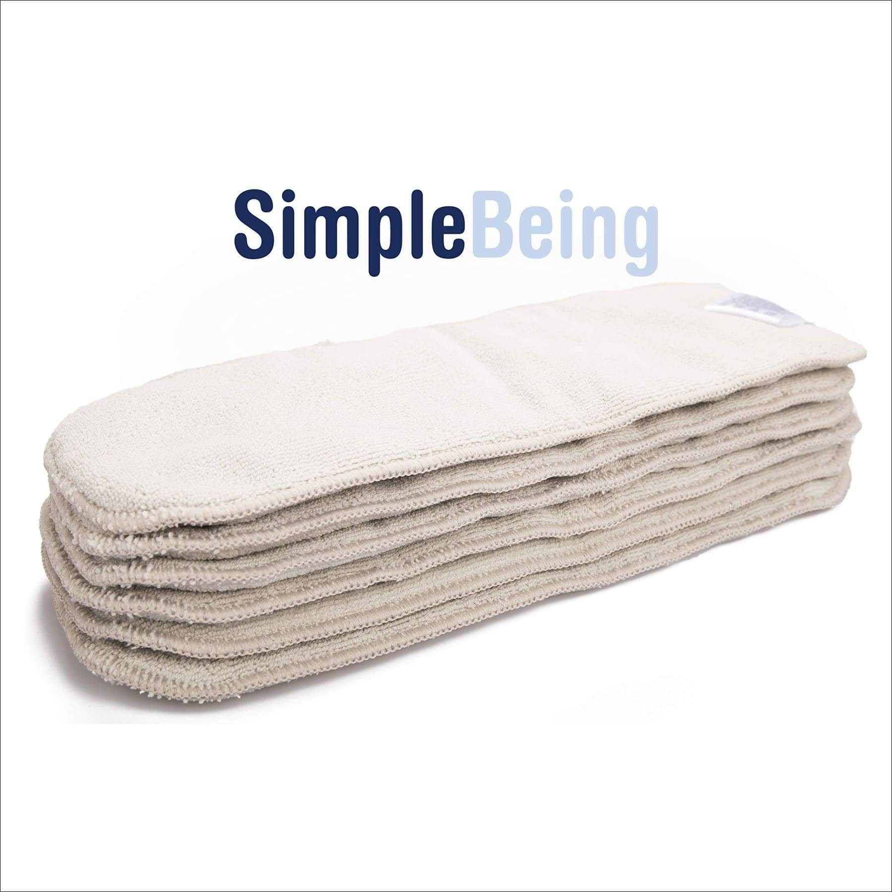 Simple Being Reusable Cloth Diapers- One Size Adjustable, Washable Soft Absorbent, Waterproof Cover, Eco-Friendly Unisex Baby Girl Boy, six 4-Layers Microfiber Inserts (Whimsical)