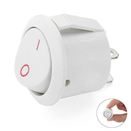 14mm Rocker Switch 2 Pin ON-OFF Mount Hole Lip Small White Black SPST ...