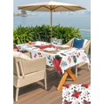 thumbnail image 4 of Outdoor Tablecloth with Umbrella Hole and Zipper, Christmas Poinsettia Rectangle Table Cloth 60x102 Inch Waterproof Tablecloth, Xmas Pine Fruit Berry Red Floral Picnic Table Cover for Patio Camping, 4 of 7