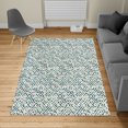 thumbnail image 2 of Greek Key Turkish Area Rug, Tile Mosaic Pattern in Antique Meander and Camo Design Effect Print, Soft Carpet for Living Room Decor with Distressed Look, 4' X 5.7', Teal White, by Ambesonne, 2 of 4
