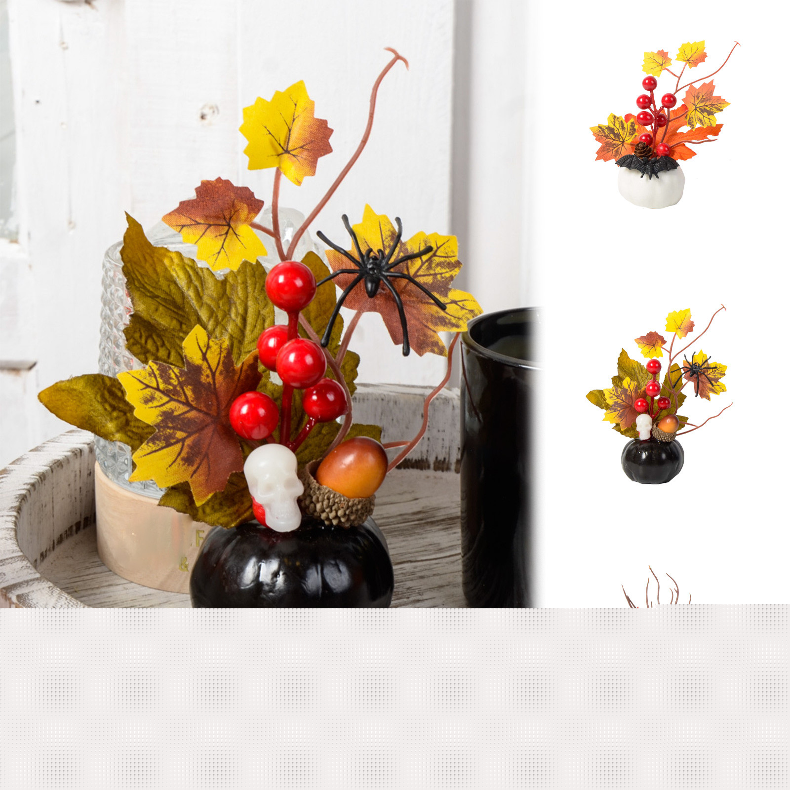 Fiudx Decoración de Calabaza de Halloween, Diseño Único con Hojas y Bayas, Tamaño Pequeño para Mesa o Mostrador, Versátil para Acción de Gracias En Otoño, Regalo Ideal para Decoración Del Hogar, 10,5