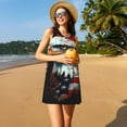 thumbnail image 3 of Gaeub Robe Sans Manches à Imprimé Aigle Chauve pour Femmes, Robe Décontractée de Plage, Robe d'Été Maxi Ample avec Poches, 3 of 7