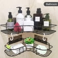 thumbnail image 2 of Juego de 2 estantes de ducha, estante de ducha sin perforación con metal macizo inoxidable, accesorio para estante de baño incluido, 8 pegatinas adhesivas y 2 ganchos, color negro, 2 of 5