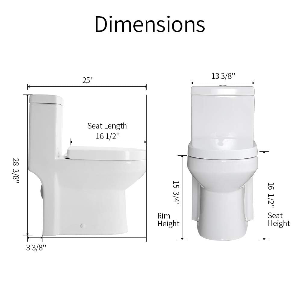HOROW Liberty 12" Rough-in Compact  Dual-Flush Round One-Piece Toilets  1.28GPF Ceramic in White