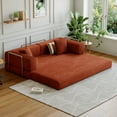 thumbnail image 3 of CHORRO Convertible Sleeper Sofa Bed,Compressed Floor Boneless Couch,Modular Modern Corduroy Sofa for Living Room Bedroom,Easy Assembly(Orange)78.8'', 3 of 10