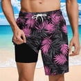 thumbnail image 2 of XUNKUSGA Mens Swim Trunks Fashion Tropical Hawaiian Printed Shorts Men with Compression Liner Lightweight Quick Dry Drawstring Elastic Waist Swim Trunks Men,Blue,L, 2 of 6