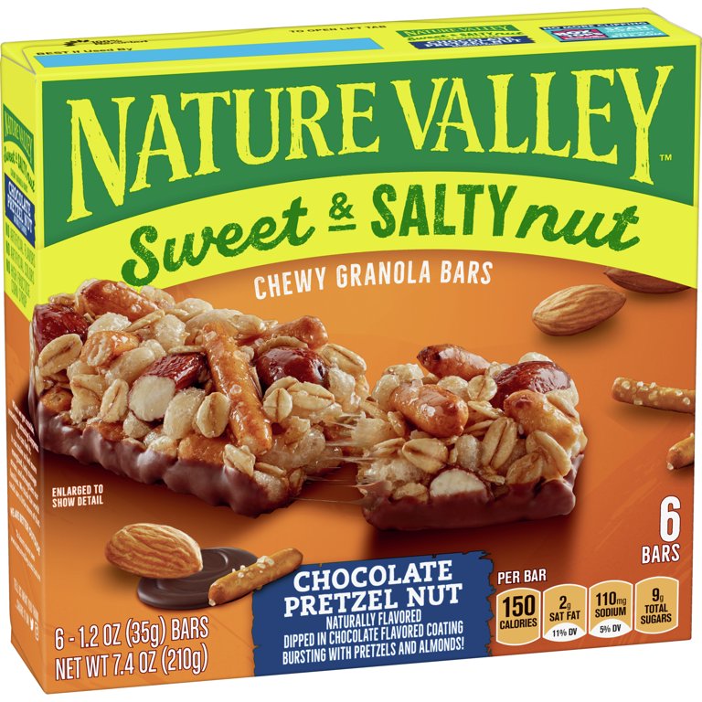 Nature Valley Granola Bars, Sweet and Salty Nut, Chocolate Pretzel, 6 ct