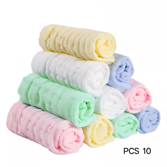 AUQ Highly Absorbent Baby Muslin Washcloths,Organic Cotton Towels for Sensitive Skin,Ultra Soft & Multipurpose Baby Shower Gift Muslin Washcloths Baby,10Piece Multipack,Easy Care & Machine