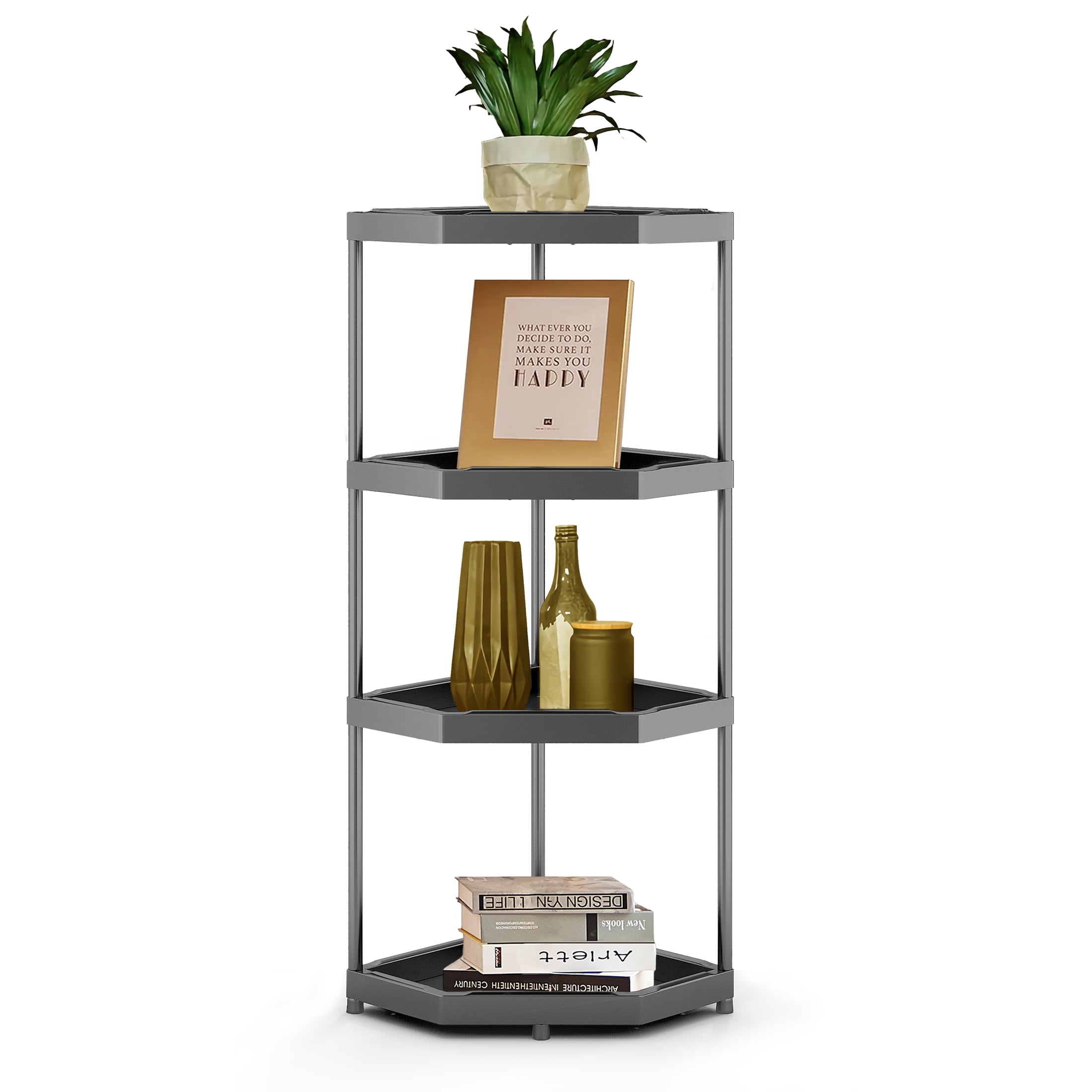 villertech 4 Tier Corner Shelf Stand Bathroom Standing Shelf Display