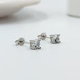 thumbnail image 2 of 6 Mm Square Princess cut Diamond White CZ Solitaire Stud Minimalist Handmade Gift Studs with Pushback 925 Silver, 2 of 7