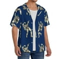 thumbnail image 4 of Disketp Men's Hawaiian Disco party Astronaut Dancing Print Shirts Button Down Holiday Beach Shirts-XX-Large, 4 of 7