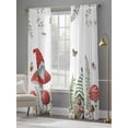 thumbnail image 4 of Dwarfs Mushrooms Sheer Curtains for Living Room Bedroom, Spring Plant Leaf Butterfly Light Filtering Sheer Curtains, Rod Pocket Voile Window Drapes, 2 Panels Set 52"x 96", 4 of 7