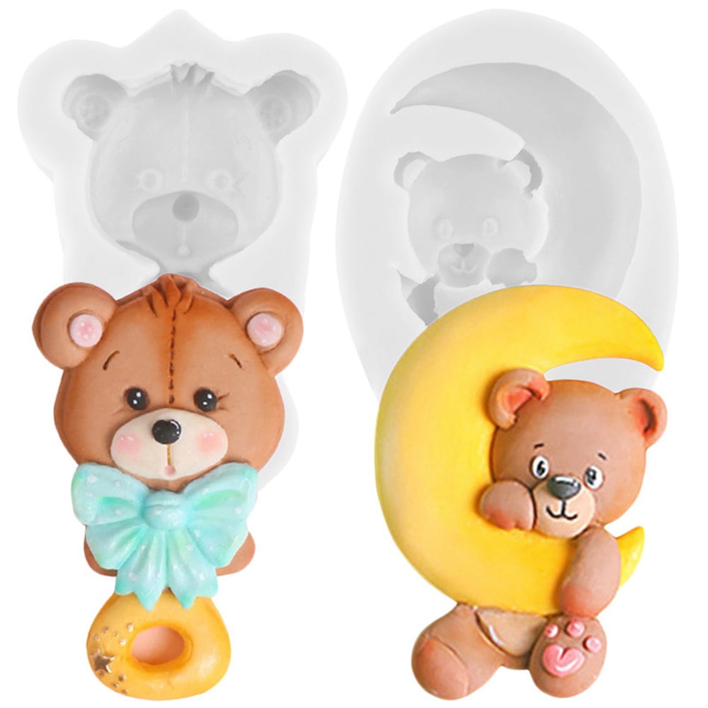 ZiXiang Teddy Bear Silicone Fondant Mold Moon Bear Chocolate Molds For Cake  Decoration Sugar Craft Candy Soap Candle Gum Paste Set Of 3