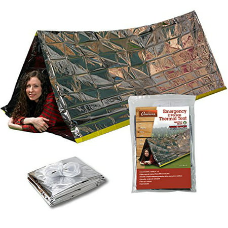 Emergency Thermal Tent- Reflective Mylar Survival Shelter- XL Size Waterproof Tube Tent Retains Heat and Fits 2 Adults in All