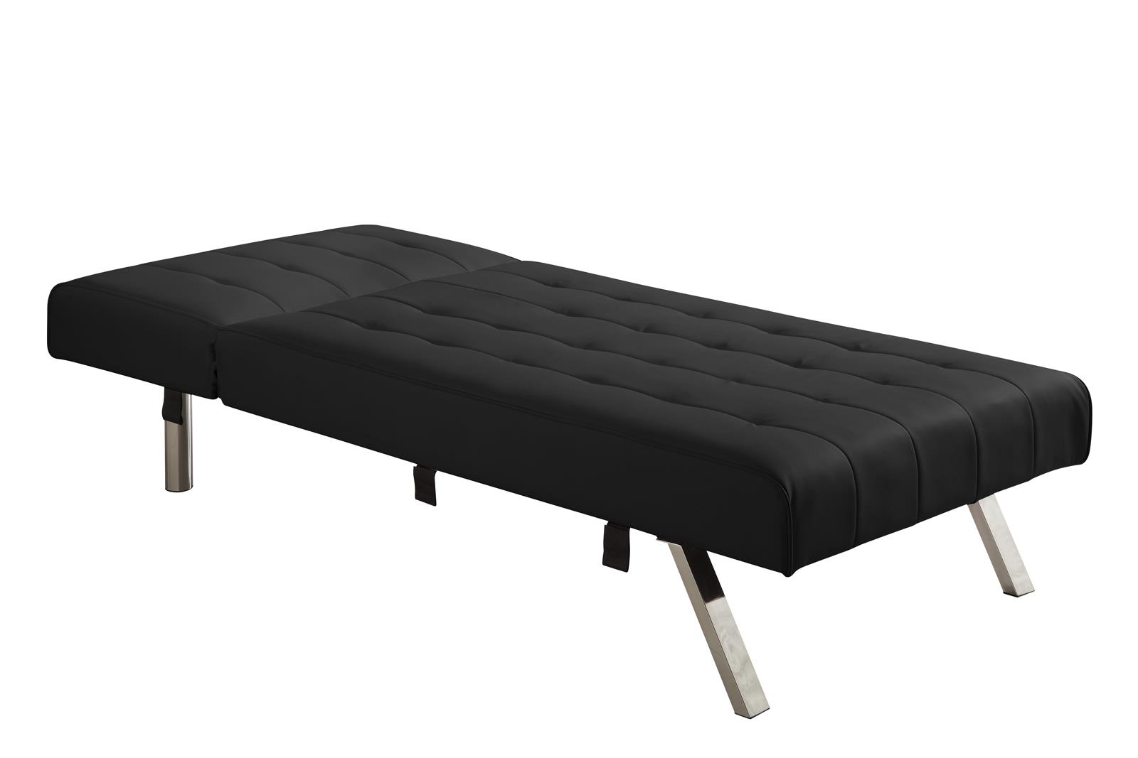 River Street Designs Emily Chaise Lounger Chair With Adjustable Reclining Back, Black Faux Leather