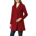 thumbnail image 1 of Allegra K Women's Double Breasted Lapel Raglan Long Sleeve Mid Length Overcoat XL Dark Red, 1 of 6