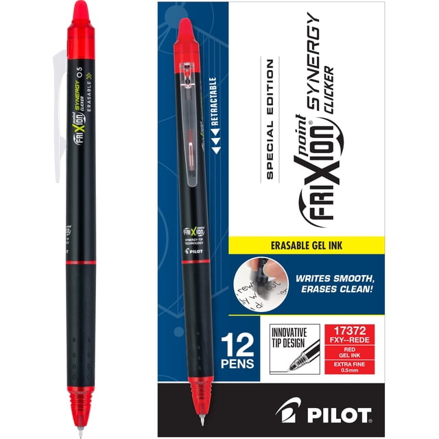 Bolígrafos de tinta de gel PILOT FriXion Synergy Clicker de 0,5 mm, paquete de 12