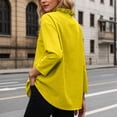 thumbnail image 4 of XIAOCHA Ruffle Trim Linen Tops For Women Three Quarter Sleeve V Neck Pullover Top Casual Weekend Blouses, 4 of 6