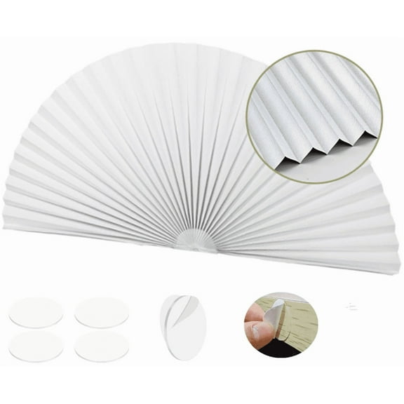 24IN Half Round Window Shade,Full Blackout Blinds,Arch Window Shades Half Circle Non-Woven Fabric Self Adhesive Cordless Window Decoration Easy to Install White