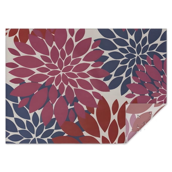 Red and Blue Floral Pattern Rectangle Tablecloth 60"x84",Waterproof Polyester Rectangle Table Cloth, Wipeable Spillproof Polyester Tablecloth for Dining, Camping, Indoor and Outdoor