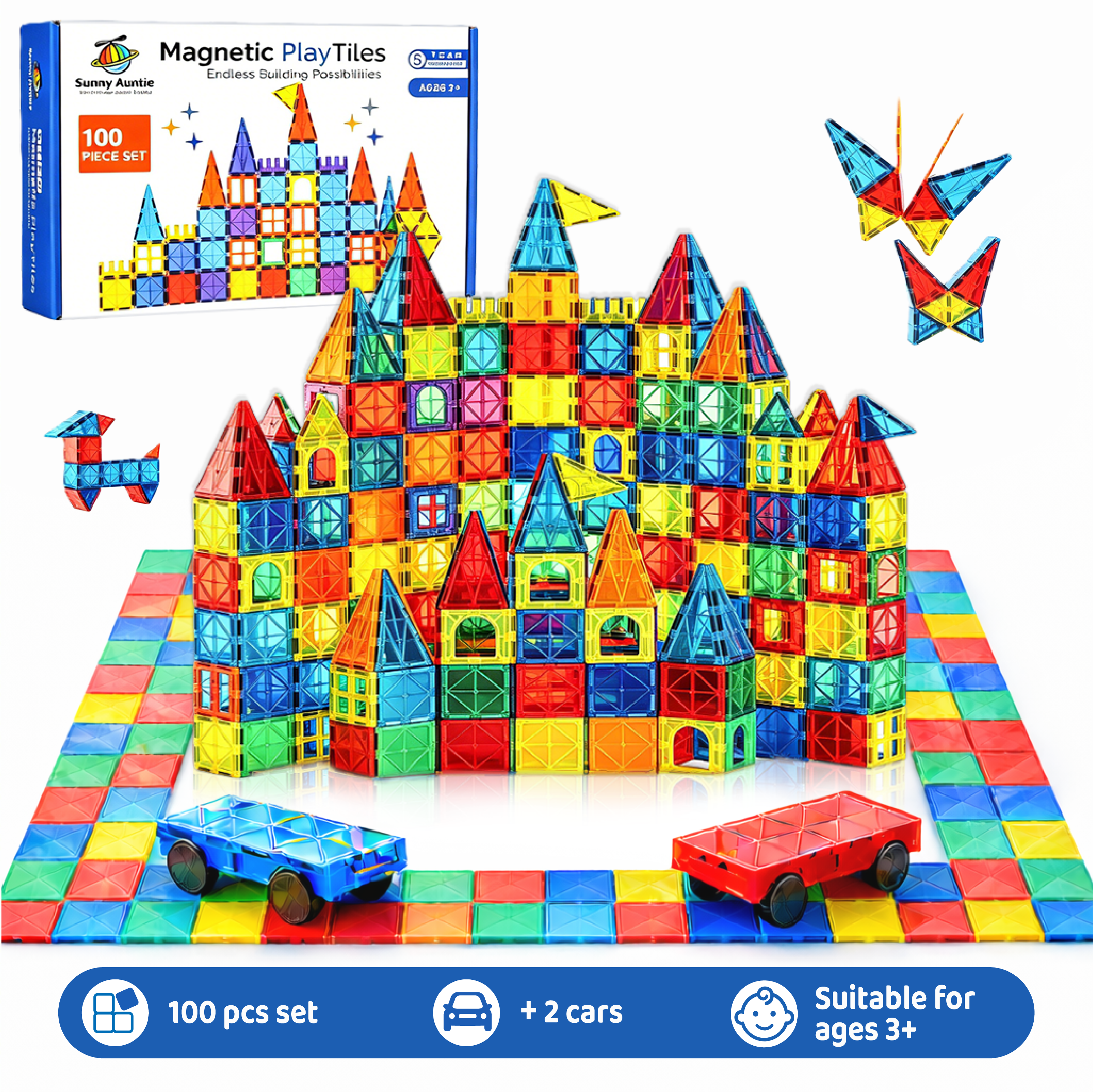 Magnet Tiles 102 Piece Set Includes with New Tiles - Walmart.com