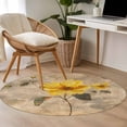 thumbnail image 4 of Round Rugs 3Ft, Vintage Yellow Floral Round Area Rug Washable Indoor Throw Carpet, Spring Summer Botanical Small Non Slip Circle Rug for Bedroom Living Room Home Decor Aesthetic, 4 of 8