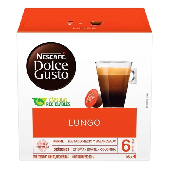 Cápsulas de café Nescafé Dolce Gusto lungo extra espuma 16 pzas