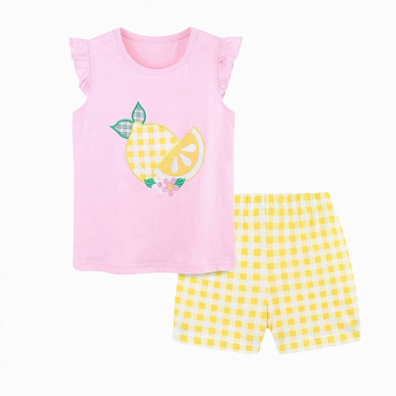 OYXSER Girls Summer Outfits 2T 3T Baby Summer Floral Tank Top Sleeveless Shirt Shorts Cute Summer Girl Clothes Set, Light Pink 6-7Y