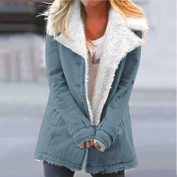 Aboser Winter Clearance Deals, Womens Winter Warm Jacket Wool Liner Sherpa Coats Thicken Stand Collar Outerwear with Pockets, Holiday Deals Saving!