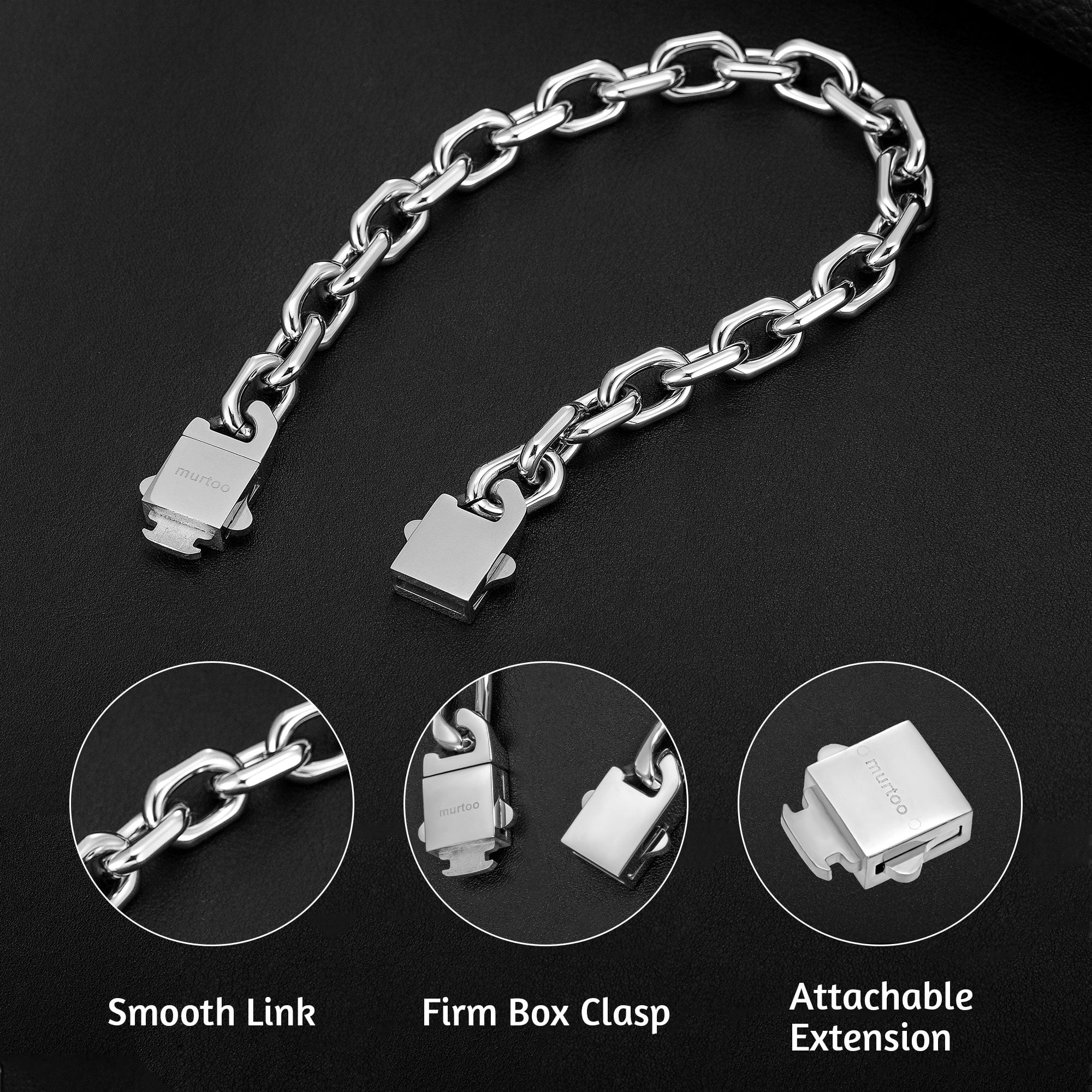 Murtoo Mens Bracelet for men 10mm steel bracelet
