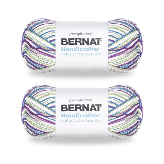 Bernat Handicrafter Cotton Big Ball Fruit Punch Yarn - 2 Pack of 340g/12oz - Cotton - 4 Medium (Worsted) - 608 Yards - Knitting/Crochet