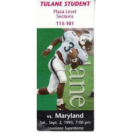 1995 Maryland at Tulane ticket stub Jermaine Lewis