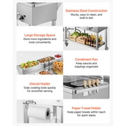 VEVOR Outdoor Propane Deep Fryer, 2 Burners (11,600 BTU Each), Commercial Fryer with Two 1/3 Size Food Warming Pans, Multi-Purpose Frying Cart with 4 Lockable Wheels, for Fried Chicken & Fries
