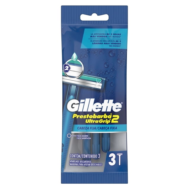 Rastrillo Gillette Prestobarba Ultragrip2 con 2 Hojas y Cabeza Fija 3 pzas