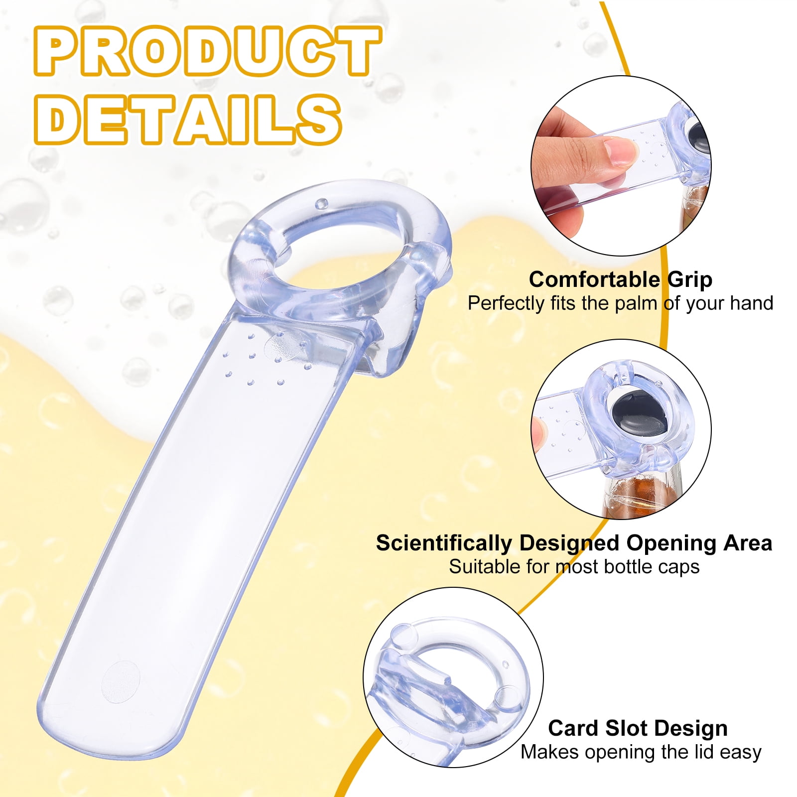 Uxcell 12 Pcs Jar Key Lid Opener, Plastic Jar Lid Opener Easy Grip Multifunctional Durable Can Open Tool for Elderly Seniors Women Weak Hands Easy-use by Anyone, Transparent White